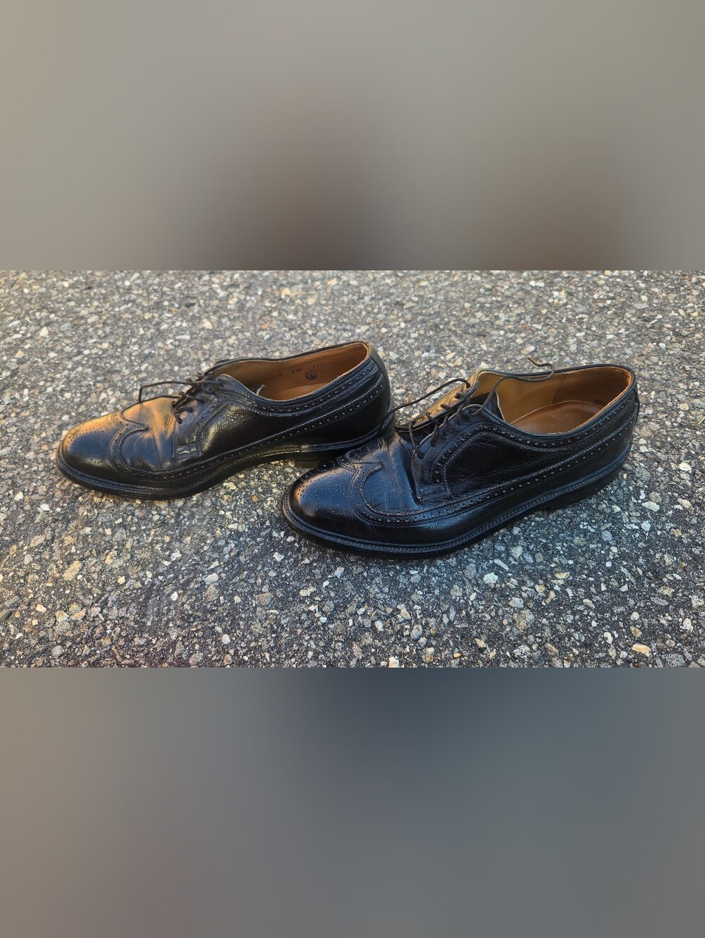 Florsheim Imperial Kenmoor Vintage Black Pebble Grain Longwing Shoes 11.5 D
